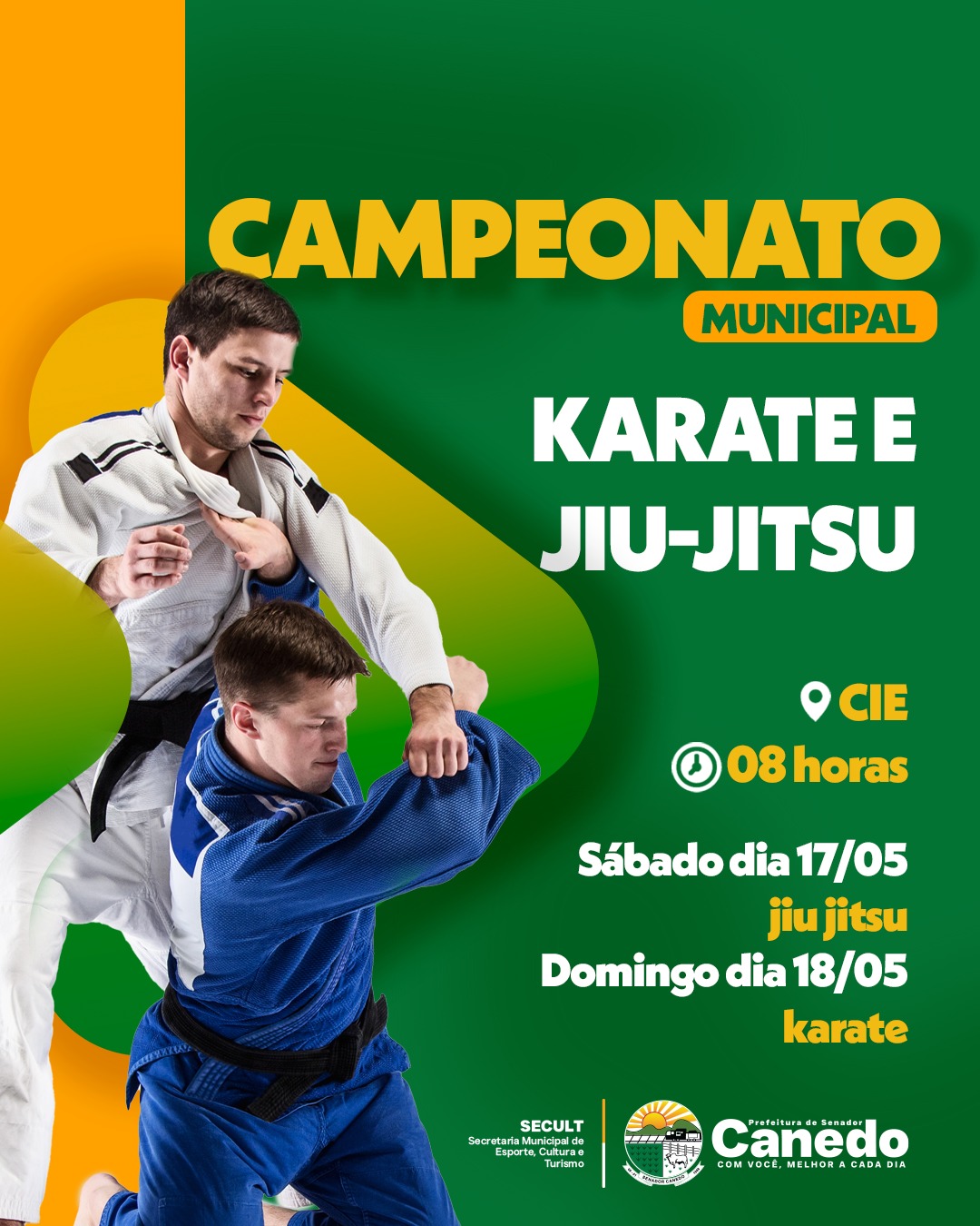 Senador Canedo recebe mais de 500 atletas no Campeonato Municipal de Karatê e Jiu-Jitsu neste fim de semana