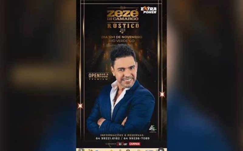 “12+1 de novembro”: anúncio de show de Zezé Di Camargo em Rio Verde chama atenção