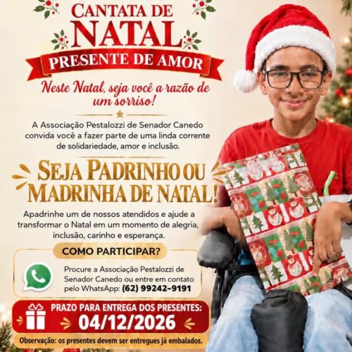 Pestalozzi de Senador Canedo promove campanha de apadrinhamento de Natal