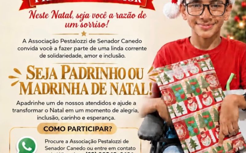 Pestalozzi de Senador Canedo promove campanha de apadrinhamento de Natal